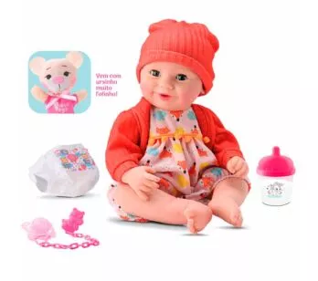 Boneca de Vinil - Diver New Born Unique - Body Laranja - Divertoys