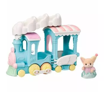 Figura e Veículo - Sylvanian Families - Trem Arco-íris Flutuando na Nuvem - Epoch Magia