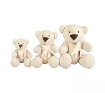 Kit Pelúcias - 3 Ursos - Ursinho Petuti Artic com Lacinho Salmão - G-M-P - Anjos Baby