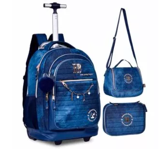 Kit Escolar - Rebecca Bonbon - Mochila + Lancheira + Estojo - Jeans - Clio Style