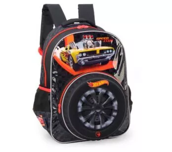 Mochila 3D de Costas Infantil - Hot Wheels - Pneu - Luxcel
