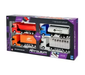 Kit Caminhões Roda Livre - Petroleum Series - 4 em 1 - Roma Brinquedos