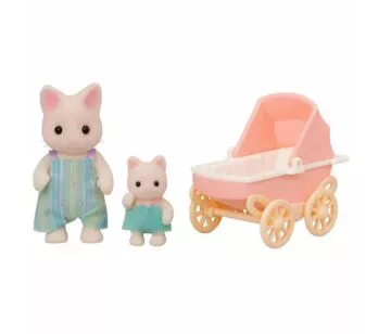 Figuras - Sylvanian Families - Carrinho - Bebê e Papai Gatos Primavera - Epoch Magia