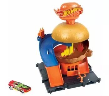 Conjunto e Veículo - Hot Wheels City - Hamburgueria - Mattel