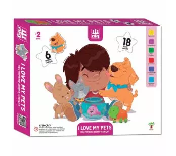 Quebra-Cabeça Progressivo - 18 peças - Madeira - I Love My Pets - Nig Brinquedos