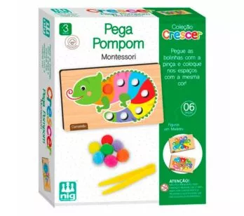 Jogo Educativo - Madeira - Crescer - Pega Pompom - Nig Brinquedos