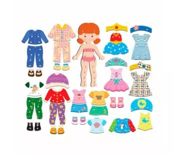 Boneca de Madeira - Alinhavos - Veste e Brinca - Nig Brinquedos