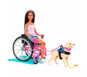 Boneca Articulada - Barbie - Cadeira de Rodas com Cão - Mattel