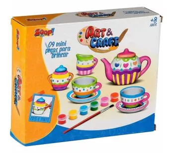 Kit de Pintura Infantil - Art e Craft Cerâmica - Jogo de Chá - Zoop Toys