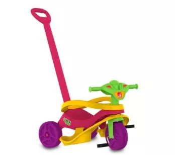 Triciclo Mototico - Passeio e Pedal - Rosa-Verde - Bandeirante
