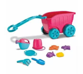 Carrinho de Praia Infantil - Diver Praia - Carriola com Acessórios - Rosa - Divertoys