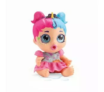 Boneca de Vinil - My Little Glitter - Faz Xixi Cabelo Azul - Divertoys