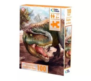 Quebra-Cabeça - 100 Peças – Batalha dos Dinos – Pais e Filhos
