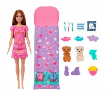 Boneca - Barbie Family - Festa do Pijama com Cachorrinho - Mattel