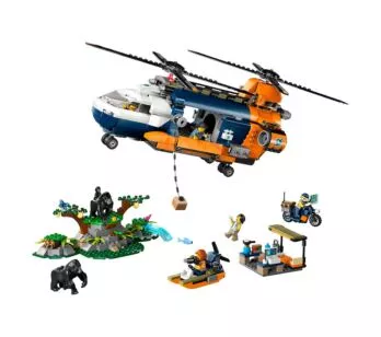 Bloco de Montar - CITY – Helicoptero Explorador da Selva no Acampamento Base  - 881  peças - LEGO