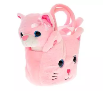 Pelúcia com Bolsinha - Puppies Friends - Gatinho Rosa - Toyng