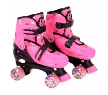 Patins Quad com Acessórios - Ajustável - 34 a 37 - M - Rosa - DM Radical