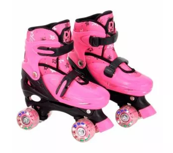 Patins Quad com Acessórios - Ajustável - 38 a 41 - G - Rosa - DM Radical