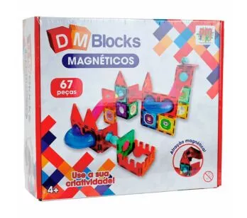 Blocos de Montar Magnéticos - DM Blocks - 67 peças - DM Toys