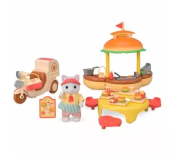 Veículo e Cenário - Sylvanian Families - Quiosque de Hambúrguer - Epoch Magia
