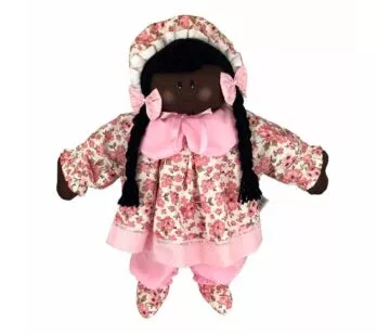 Boneca de Pano - Bruna Negra - Grande - Juna Baby