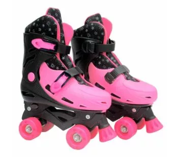 Patins Quad - Roller Ajustável - 37 a 40 - Pink Glitter - DM Radical
