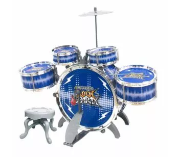 Bateria Infantil com Banquinho - Rock Party - Azul - DM Toys