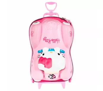 Mochila 3D de Rodinhas Infantil - Carro Hello Kitty - Maxtoy