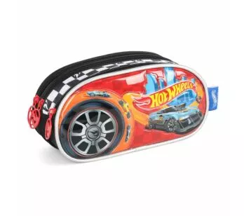 Estojo Infantil Escolar Triplo - Hot Wheels - Preto - Luxcel