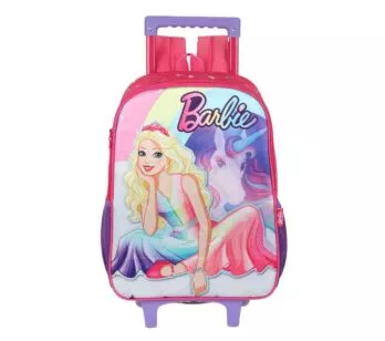 Mochila de Rodinha Infantil - Barbie Unicórnio - Rosa - Luxcel