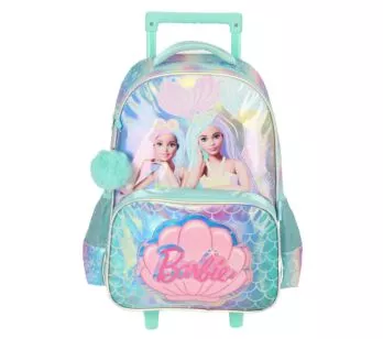 Mochila de Rodinha Infantil - Barbie Sereia Holográfica - Luxcel