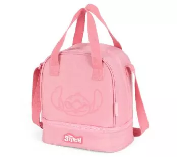 Lancheira Térmica Infantil Dupla - Disney Stitch - Crinkle Salmão - Luxcel