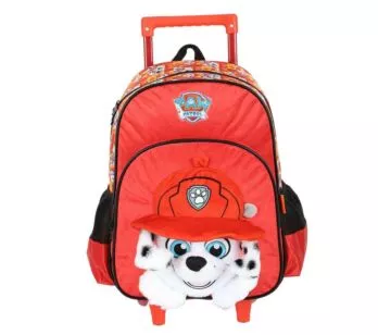 Mochila 3D de Rodinha Infantil - Pelúcia - Patrulha Canina - Marshall - Luxcel