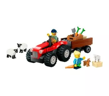 Bloco de Montar - CITY – Trator Agrícola Vermelho com Reboque e Ovelhas - 116 peças - LEGO