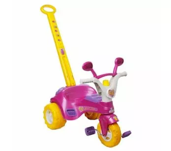 Triciclo Fofy Infantil com Haste Removível - Rosa - Cotiplás