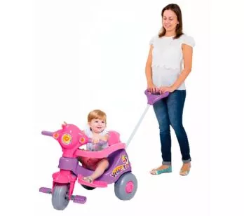 Triciclo Infantil com Haste Direcionável - Velocita - Lilás - Calesita
