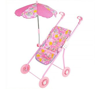 Carrinho de Boneca com Sombrinha - Rosa - MEP Kids