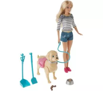 Conjunto e Boneca - Barbie Sisters e Pets - Passeio com Cachorrinho - Loira - Mattel