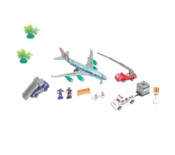Conjunto de Veículos - Avião - Aeroporto - 12 Peças - Fenix Brinquedos