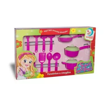 Kit Cozinha Infantil - Sweet Fantasy - Jogo de Panelinhas e Utensílios - Cardoso Toys