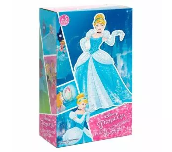 Quebra-Cabeça Contorno - 77 Peças - Princesas Disney - Cinderela - Grow