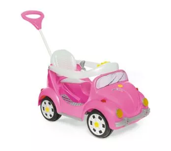 Carrinho de Passeio e Pedal - 1300 Fouks Rosa - Calesita com Haste Direcionável