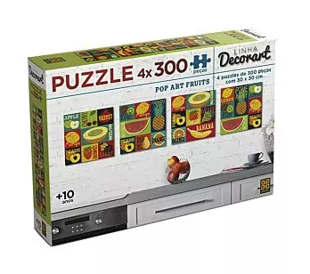 Kit 4 Quebra-Cabeças - 300 peças - Decorart - Pop Art Fruits - Grow