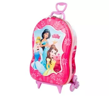 Mochila 3D de Rodinhas Infantil - Disney - Princesas - Maxtoy
