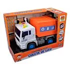 Caminhão de Fricção - Coleta de Lixo - Luz e Som - Laranja - DM Toys