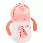 Copo com Canudo para Bebê - Alça Removível - 240ml - Dino - Rosa - Buba.