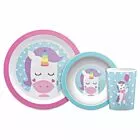 Kit Refeição Infantil - Prato - Bowl - Copinho - Animal Fun - Unicórnio - Buba