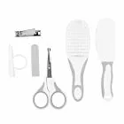 Kit Cuidados para Bebê - Escova, Pente, Tesoura e Cortador - Cinza - Buba