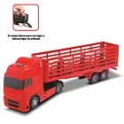 Caminhão Boiadeiro - Transporte de Animais - Voyager - 40 cm - Vermelho - Roma