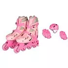 Patins Inline - Kit de Proteção - Ajustável - 30 a 33 - Rosa - Fenix